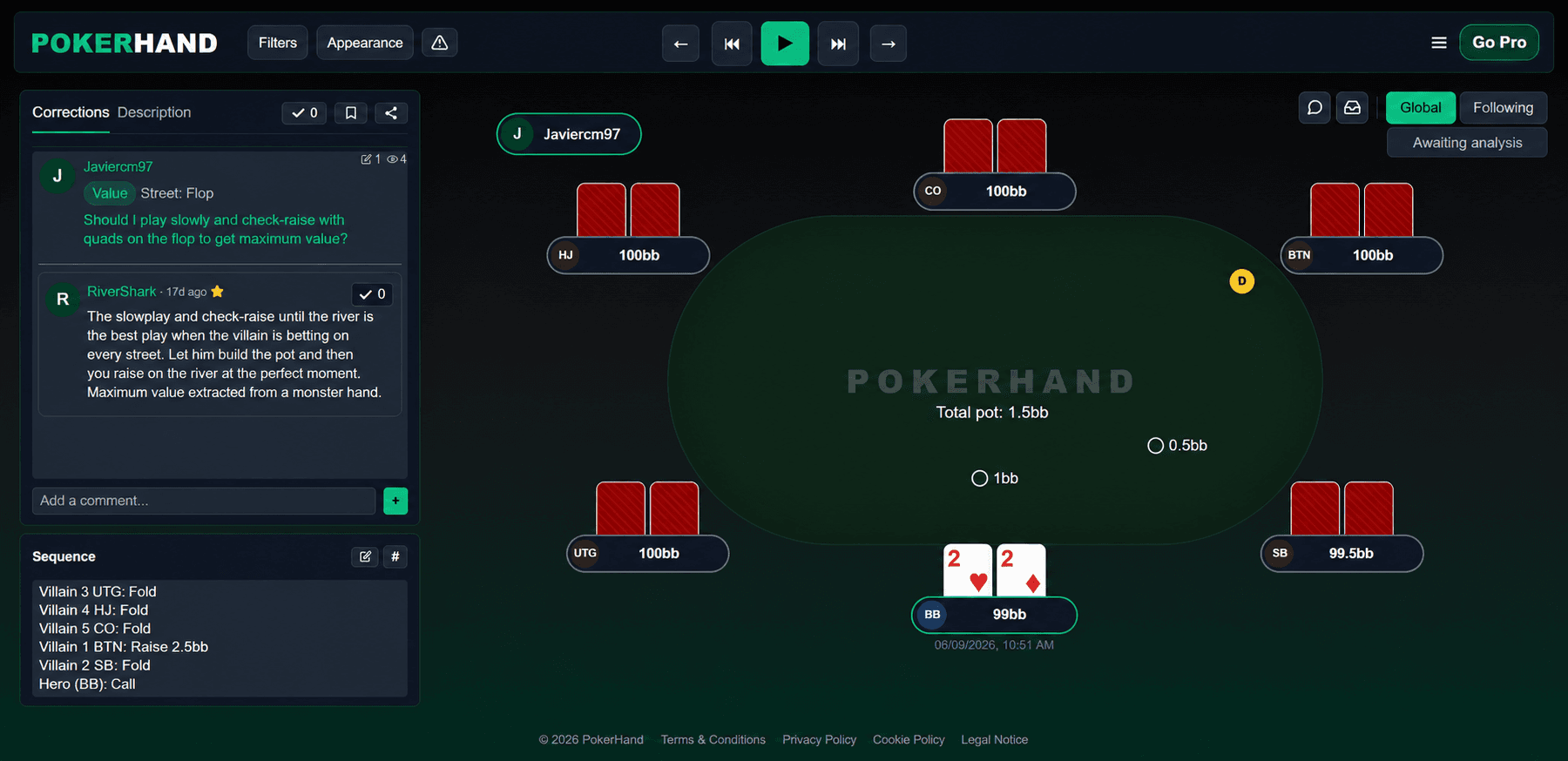 PokerHand hand feed